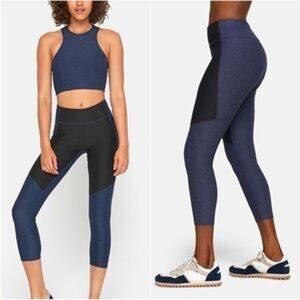 Outdoor Voices Navy 3/4 Warm-Up Two-Tone Activewear Leggings